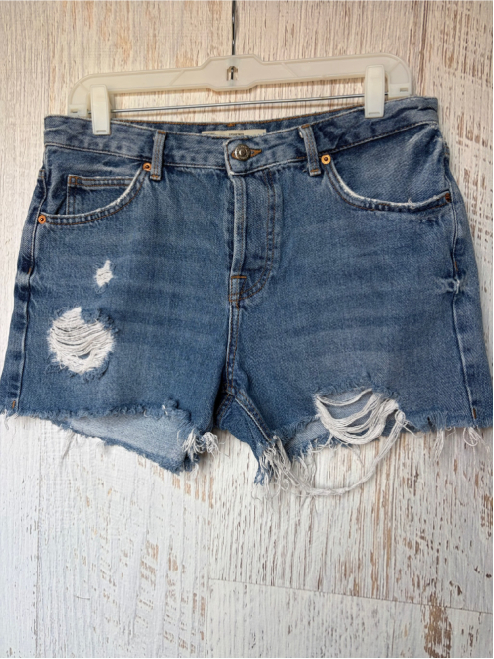 Women's Topshop MOTO Ashley Jean Shorts Blue Size 8